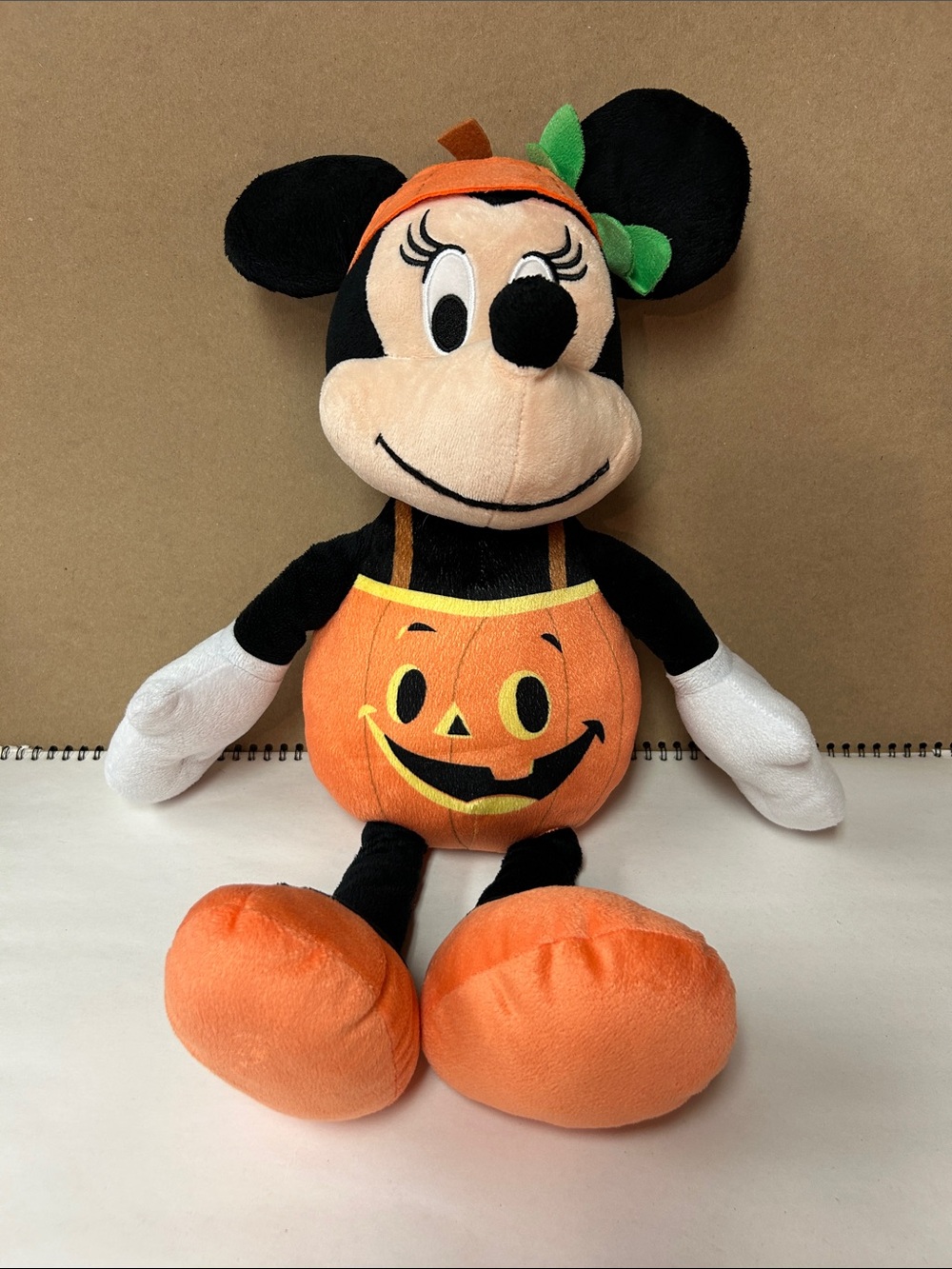 Disney Minnie Mouse Halloween Pumpkin Plush - Orange & Black with Green Bow